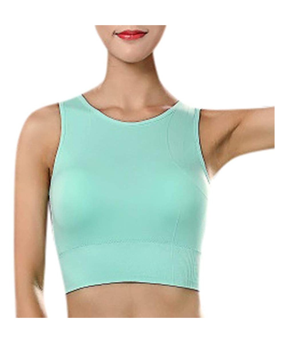 Slips Racerback Sports Bras for Women- Padded Seamless High Impact Support for Yoga Gym Workout Fitness - Green - CQ1965DA0ZI