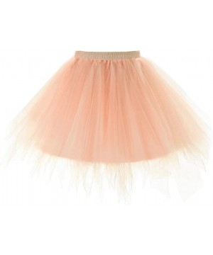 Slips Women 1950s Short Tulle Petticoat Ballet Bubble Tutu - Bean Pink - CH18UHU9WD6