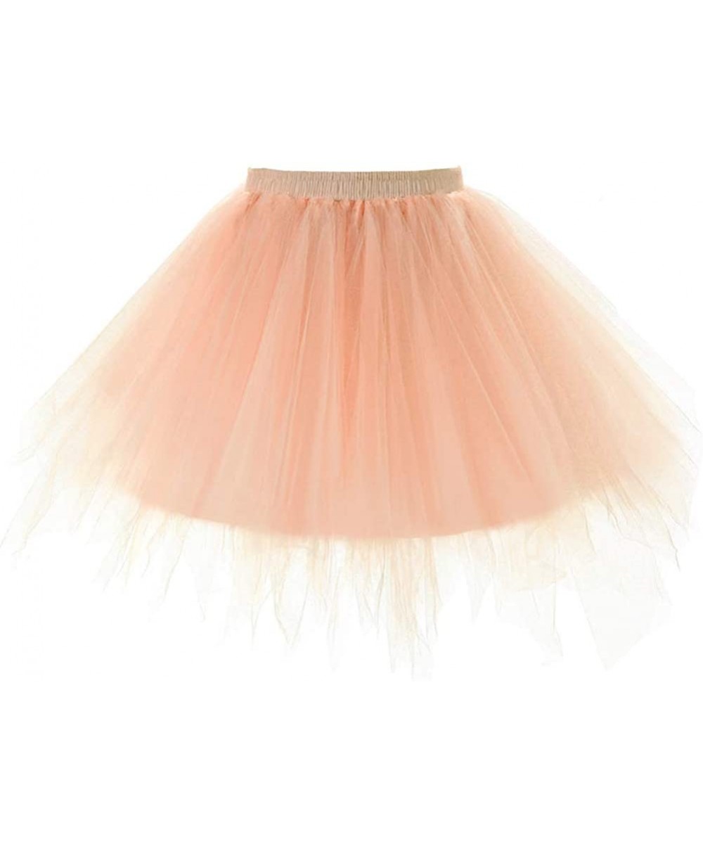 Slips Women 1950s Short Tulle Petticoat Ballet Bubble Tutu - Bean Pink - CH18UHU9WD6