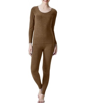 Thermal Underwear Women's Warmth Round Neck Lightweight Thermal Underwear Base Layer - Coffee - CH18AZT4807