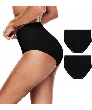 Panties Womens Underwear High Waistd Panties Postpartum Cotton Full Briefs Multipack - 2 Black - CJ18YH3LDUN