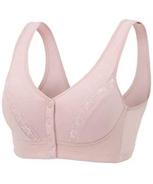 Camisoles & Tanks Women Full-Freedom Front Lace Snap Button Closure Bra- Perfect Wireless Cotton Sleep Thin Pad Bras for Wome...