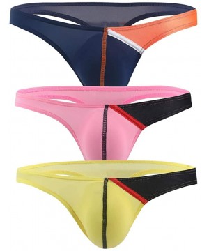 Briefs Men's U Convex Ice Silk Low-Rise Thong - N+p+y-3pack - CU1907UML28