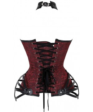 Bustiers & Corsets Women's Sexy Steampunk Boned Overbust Halter Corset Top Bustier Plus Sizes - Red-black 03 - C918G23W37E