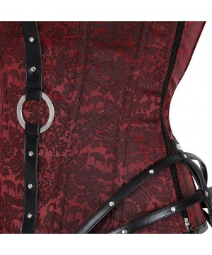 Bustiers & Corsets Women's Sexy Steampunk Boned Overbust Halter Corset Top Bustier Plus Sizes - Red-black 03 - C918G23W37E