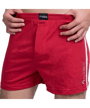 Boxer Briefs Men's 100% Organic Cotton Boxers Super Comfort Sporty Underwear Shorts - Red - C012G8NU7LL