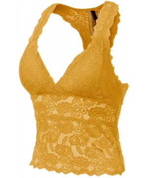 Camisoles & Tanks Women's Floral V Neck Racerback Tank Bandeau Lace Bra Bralette - Mustard - C2196SO2SIS