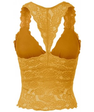 Camisoles & Tanks Women's Floral V Neck Racerback Tank Bandeau Lace Bra Bralette - Mustard - C2196SO2SIS