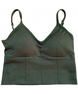 Camisoles & Tanks Women Big U-Shape Back Summer Spaghetti Short Camisole Padded Underwear Sport Everyday Bra - Green - CU198H...