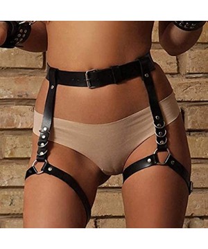 Garters & Garter Belts Women Sexy Punk Leather Harness Garter Belt Adjustable Waist Leg Cincher Cage Belt - CT196WITH72