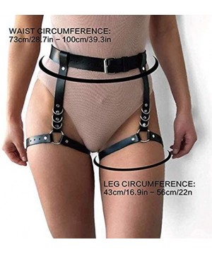 Garters & Garter Belts Women Sexy Punk Leather Harness Garter Belt Adjustable Waist Leg Cincher Cage Belt - CT196WITH72