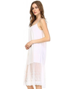 Slips Solid Knit lace Full Slip Short Dresses Tops Tunics Extender with Adjustable Straps - Lace Ivory - C812N3BQML1