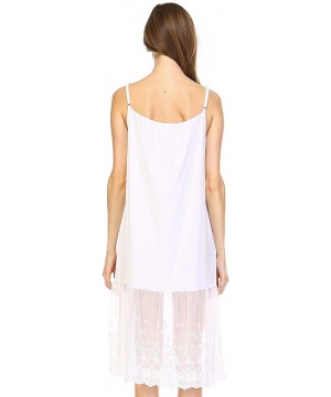 Slips Solid Knit lace Full Slip Short Dresses Tops Tunics Extender with Adjustable Straps - Lace Ivory - C812N3BQML1