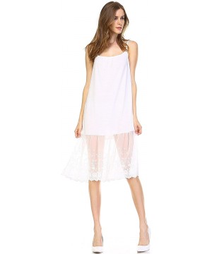 Slips Solid Knit lace Full Slip Short Dresses Tops Tunics Extender with Adjustable Straps - Lace Ivory - C812N3BQML1