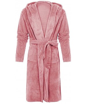 Robes Women Kimono Robes Lightweight Robe Bathrobe Soft Sleepwear Ladies Hooded Loungewear Housecoat with Belt - Pink - CN193...