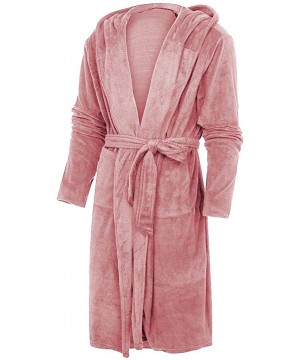 Robes Women Kimono Robes Lightweight Robe Bathrobe Soft Sleepwear Ladies Hooded Loungewear Housecoat with Belt - Pink - CN193...