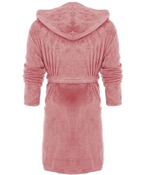 Robes Women Kimono Robes Lightweight Robe Bathrobe Soft Sleepwear Ladies Hooded Loungewear Housecoat with Belt - Pink - CN193...