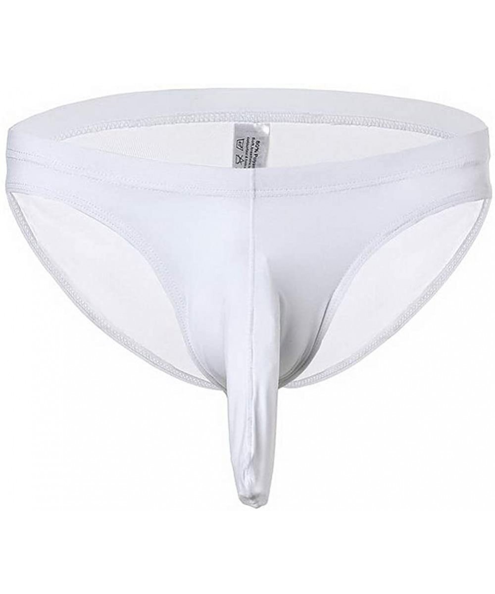 Briefs Men's Ice Silk Underwear Briefs Elephant Nose Briefs Scrotum Pants - White - C318XAKUH3U