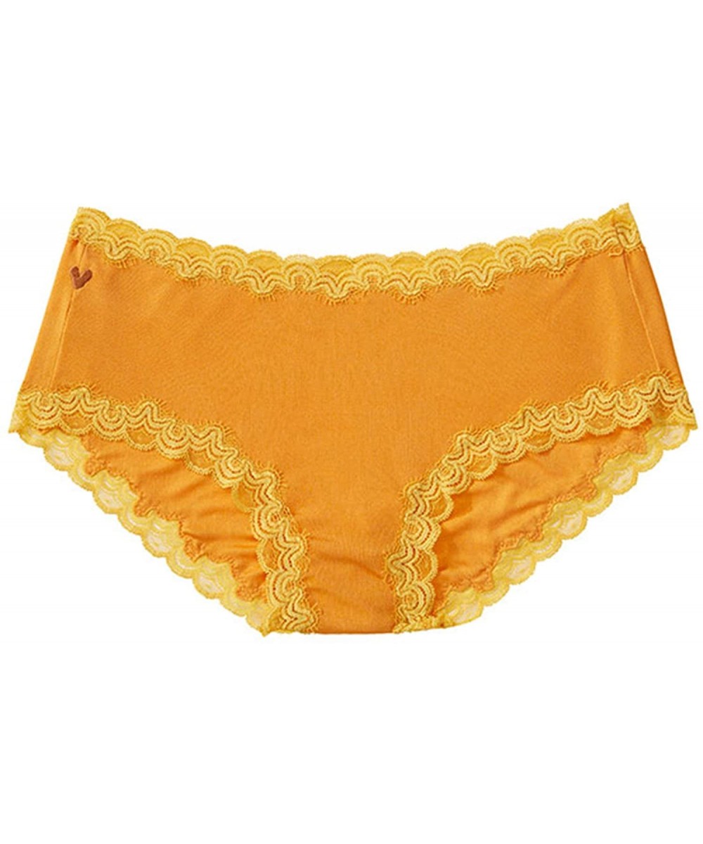 Panties Soft Silks Women's Underwear | Luxury 100% Natural Silk Underwear with Lace - Flame Orange - CH182OTTENX