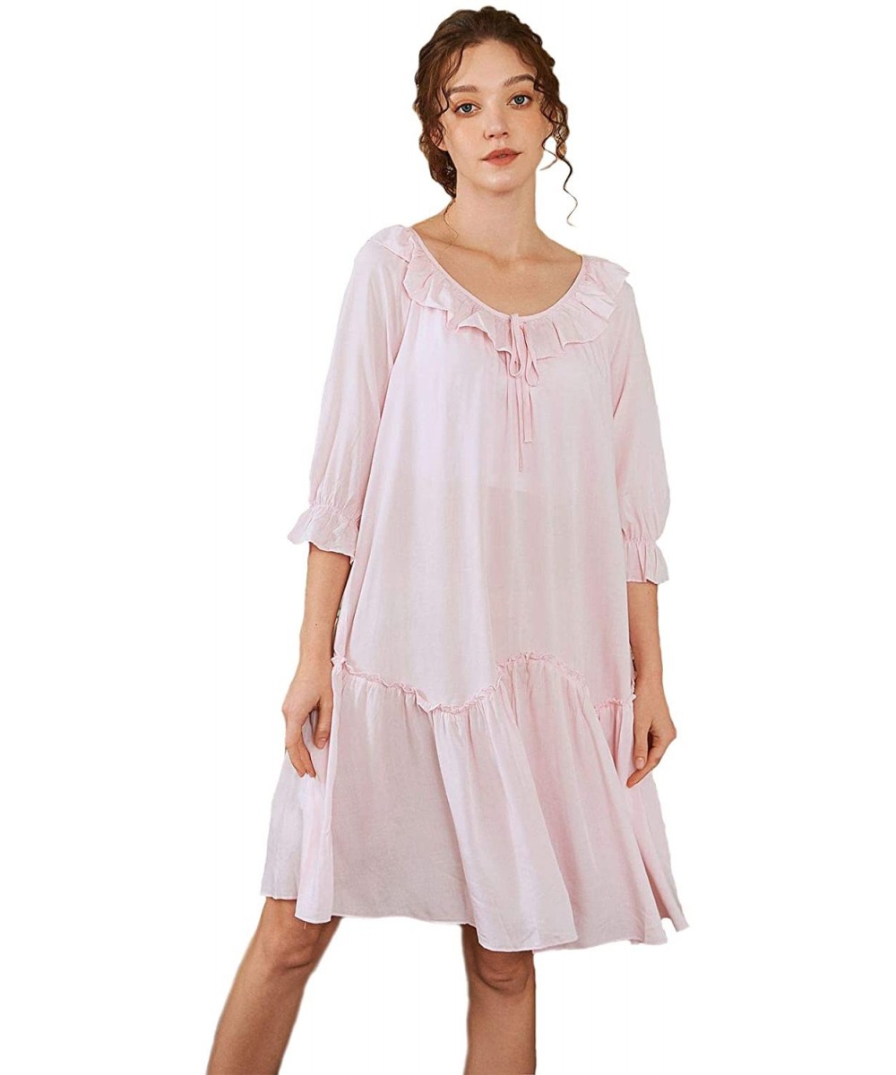 Nightgowns & Sleepshirts Women's Vintage Victorian Sleepwear Short-Sleeve Sheer Nightgown Pajamas Nightwear Lounge Dress - Gt...