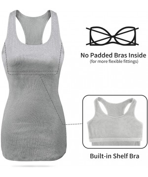 Camisoles & Tanks Women's Basic Cotton Camisole Shelf Bra Layering Cami Tank Tops - Dark Grey/Racerback - CX18A5GXD5T