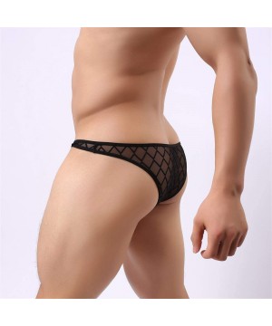 Briefs Men's Sexy Modal Breathable Mesh Perspective Underwear Comfortable Large Size Soft Briefs - black - C218UGD4SCX