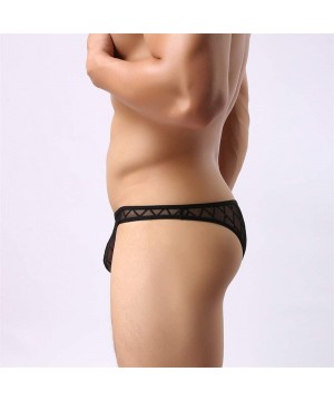 Briefs Men's Sexy Modal Breathable Mesh Perspective Underwear Comfortable Large Size Soft Briefs - black - C218UGD4SCX