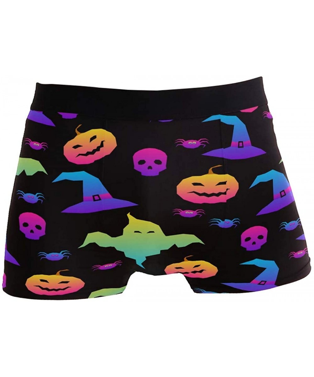 Boxer Briefs Halloween Pumpkin Witch Mens Boxer Briefs Underwear Breathable Stretch Boxer Trunk with Pouch - C418YLAR3O4