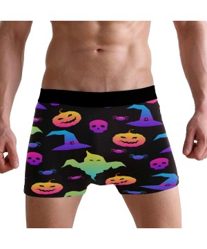 Boxer Briefs Halloween Pumpkin Witch Mens Boxer Briefs Underwear Breathable Stretch Boxer Trunk with Pouch - C418YLAR3O4