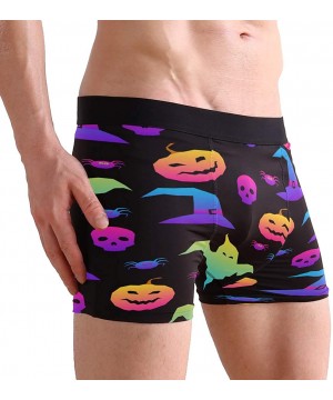 Boxer Briefs Halloween Pumpkin Witch Mens Boxer Briefs Underwear Breathable Stretch Boxer Trunk with Pouch - C418YLAR3O4