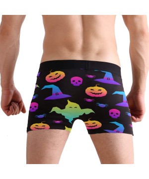 Boxer Briefs Halloween Pumpkin Witch Mens Boxer Briefs Underwear Breathable Stretch Boxer Trunk with Pouch - C418YLAR3O4