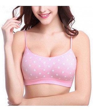 Bras Camisole Bra Seamless Adjustable Spaghetti Straps Comfortable Daily Bra with Removable Pads - Black 1 Skin 1 Pink 1 - C0...