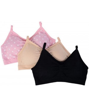 Bras Camisole Bra Seamless Adjustable Spaghetti Straps Comfortable Daily Bra with Removable Pads - Black 1 Skin 1 Pink 1 - C0...