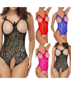 Sets Women Sexy Teddy Lingerie One Piece Lace Babydoll Bodysuit Nightie Plus Size S-5XL - Black - CH195UIYOCE