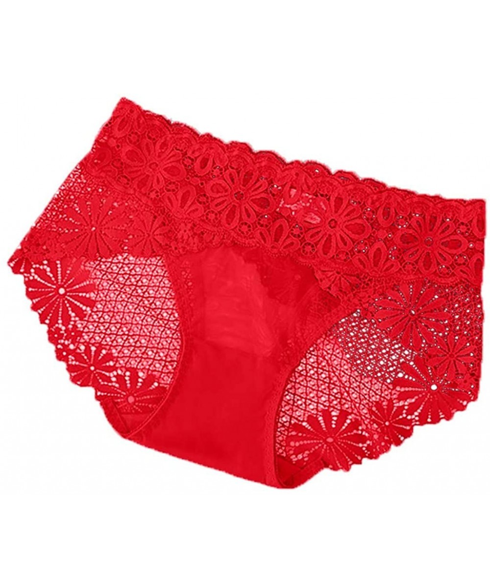 Slips Women's Sexy Lingerie Lace Open Thong Panties G-Pants Lingerie Pajamas - Red - CB195AR95HH