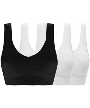 Bras Women's 3Pack Seamless Sports Bra Wireless Genie Bra with Removable Pads - 0006style-2white Black - CZ124JGB14B