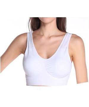 Bras Women's 3Pack Seamless Sports Bra Wireless Genie Bra with Removable Pads - 0006style-2white Black - CZ124JGB14B