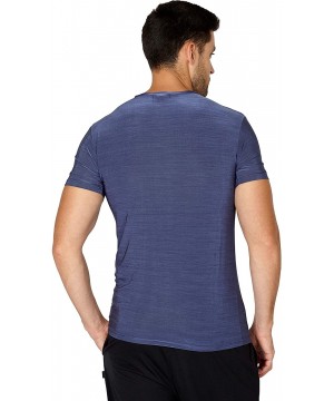 Sleep Sets Mens Melange Yarn T- Shirt - Navy - CB18K0OYZ0L