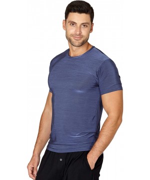 Sleep Sets Mens Melange Yarn T- Shirt - Navy - CB18K0OYZ0L