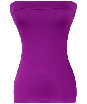 Camisoles & Tanks Women's Plain Stretch Strapless Tube Tops - Purple - CP17Z3UI4YH