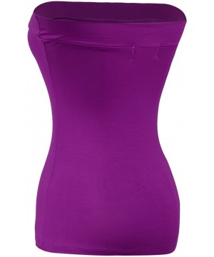 Camisoles & Tanks Women's Plain Stretch Strapless Tube Tops - Purple - CP17Z3UI4YH