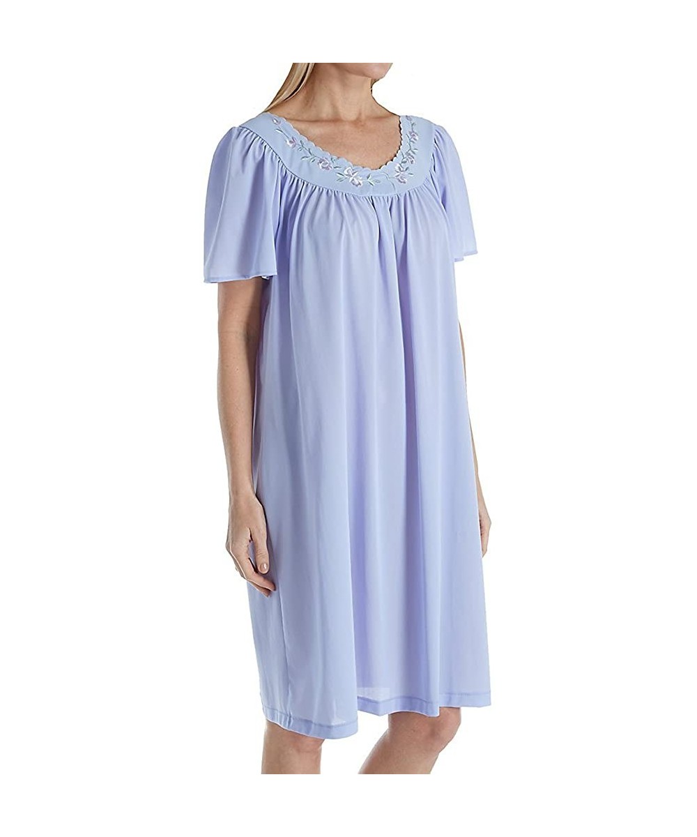 Nightgowns & Sleepshirts Women's Embroidered Yoke Short Gown 5295 - Periwinkle - C2114F31VHL