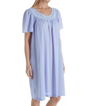 Nightgowns & Sleepshirts Women's Embroidered Yoke Short Gown 5295 - Periwinkle - C2114F31VHL