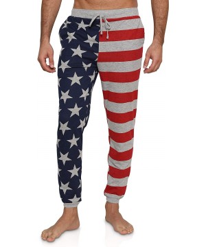 Sleep Bottoms Men's American Flag Sleep Short Patriotic USA Pajama - Grey Usa Pants - CM19CNOYR7R