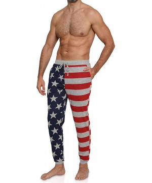 Sleep Bottoms Men's American Flag Sleep Short Patriotic USA Pajama - Grey Usa Pants - CM19CNOYR7R