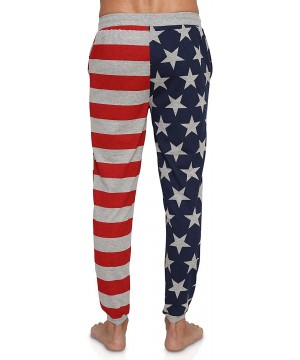 Sleep Bottoms Men's American Flag Sleep Short Patriotic USA Pajama - Grey Usa Pants - CM19CNOYR7R