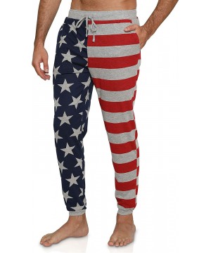 Sleep Bottoms Men's American Flag Sleep Short Patriotic USA Pajama - Grey Usa Pants - CM19CNOYR7R