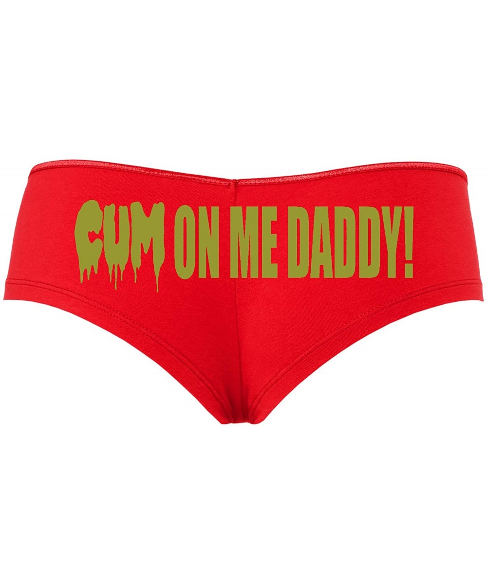 Panties DDLG Cum on Me Daddy for Daddys Little Slut Sexy Red Boyshort - Gold - CL18SSDZ9HI