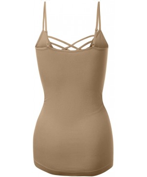 Camisoles & Tanks Women's Lattice Front Seamless Cami with Adjustable Strap Tops - 115-coffee - CM1889ZCW4W