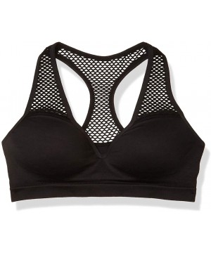 Bras Women's Open Mesh Racerback Push-Up Bralette (for A-C cups) - Black - C612O1E8E39